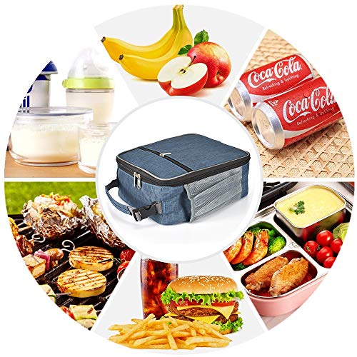 Navy Blue Insulated Lunch Bag, Leakproof Portable Cooler Box with Handle for Men, Women, Boys, Girls, 10.2" L x 4.3" W x 8.6" H - color: Navy Blue