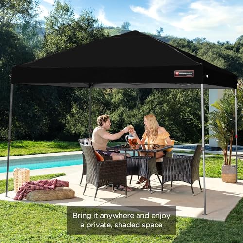 Best Choice Products 10x10ft Pop Up Canopy Tent, Outdoor Shade, 1 Person 1 Minute Set Up, Carry Case, 4 Weight Bags - Black - color: Black, size: 10x10ft