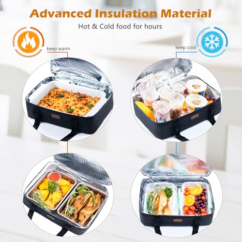 BAGSPRITE Insulated Casserole Carrier for Hot or Cold Food with Heat-resistant Mat, Casserole Dish Carrier Insulated Food Carrier, Hot Food Carrier, Foil Pan Carrier Fits 9" x 13" Baking Dish - color: Black, size: Style A