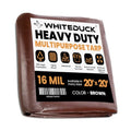 WHITEDUCK Super Heavy Duty Poly Tarp Cover 16 Mil & 10 Mil with Grommets and Reinforced Edges (Brown, White & Silver Black) (Brown- 16 Mil, 20' x 20') - color: Brown- 16 Mil, size: 20' x 20'