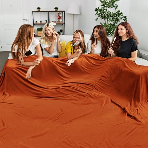 Edenleaf Big Oversized Soft Blanket, Giant California King Warm Blanket for Whole Family, Bed, Sofa, Couch, Travel, Camping 120x120 Orange - color: X-burnt Orange