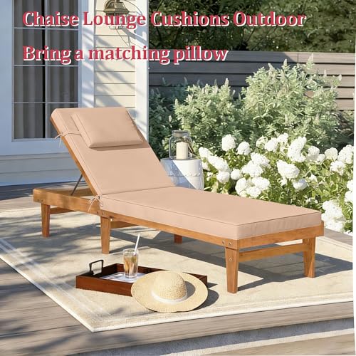 Chaise Lounge Cushions Outdoor 72x21x4 Inch, Patio Lounger Chair Cushion with Removable Cover, Fade Resistant Replacement Pad for Outdoor Furniture (Khaki, 72x21x4 inch) - color: Khaki