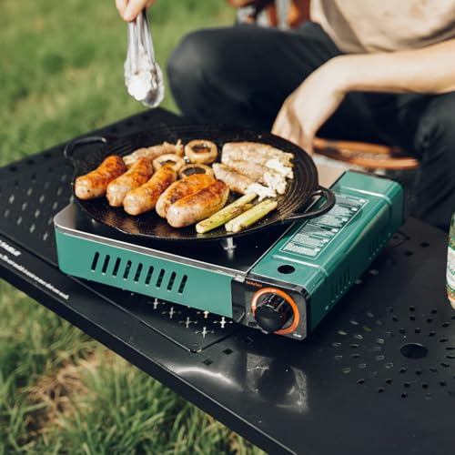Butane Gas Stove with Carrying Case, Small Portable Camping Stove for Patio Cooking Camping Hiking RV Trip Tailgating Emergency Use, Green GS347 - size: 13.5"