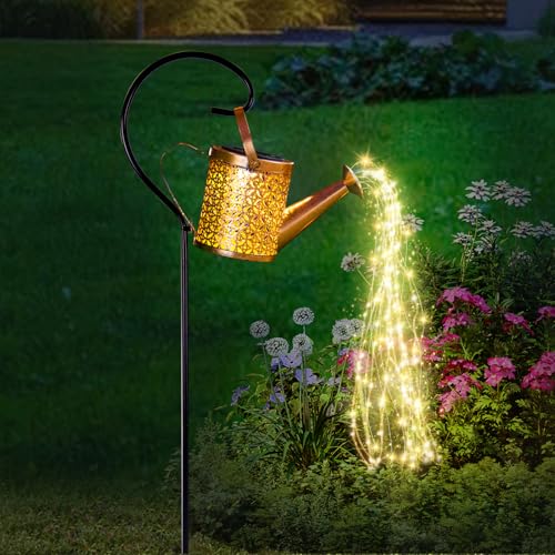 SRNPMIU Solar Watering Can Light - Solar Yard Decorations Outdoor,Garden Decor Lights for Yard,IP65 Waterproof Hanging Lantern Lights,Outside Garden Flower Bed Decor Light for Moms Birthday - color: Warm White