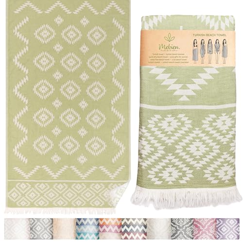 Turkish Towels Beach Towels Oversized (35”x67”) Beach Towels for Adults Quick Dry and Sand Free Beach Towel Beach Blanket 100% Cotton Turkish Towel - Soft Green - color: Vintage Green