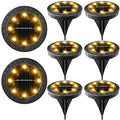 Solar Powered 8 Pack Outdoor LED Disk Lights - IP68 Waterproof, Non-Slip, Wear-Resistant Pathway Lights (Warm White) - size: 8 Pack