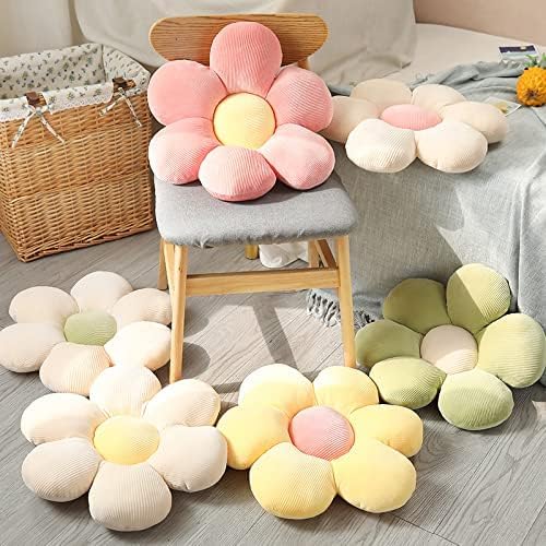 LEHU Flower Pillow, Flower Shaped Seating Cushion -Cute Daisy Pillow for Girls Tweens Room Decor Flowe Floor Pillow for Reading and Lounging Comfy (Light Pink, 15'') - color: Light Pink, size: 15''