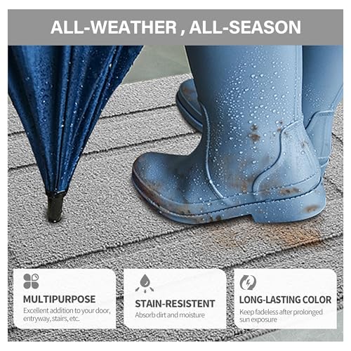 GRANNY SAYS Front Door Mat Indoor Entrance, Indoor Door Rugs for Entryway, Low-Profile, Non-Slip Outdoor Rugs, Washable Floor Mat, Welcome Mat, 32x20, Grey - color: A-grey, size: 1'8" x 2'8" (Rectangular)