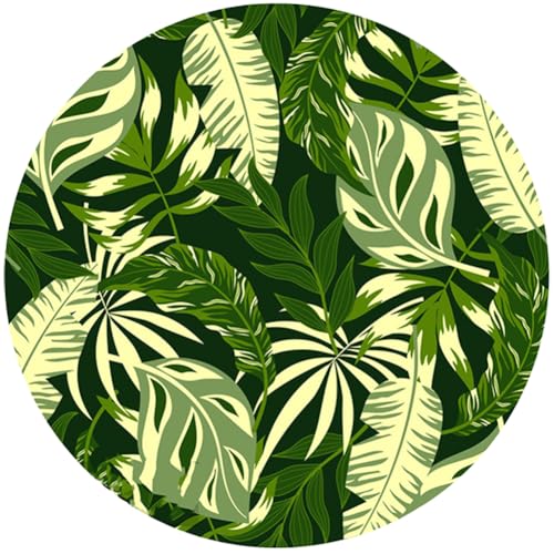 Forest Green Round Patio Deck Balcony Indoor Outdoor Area Rug Tropical Montera Palm Plant Waterproof Rug for Porch Camping Yard Hallway Non Skid Outside Carpet 2' - color: F, size: 2ft