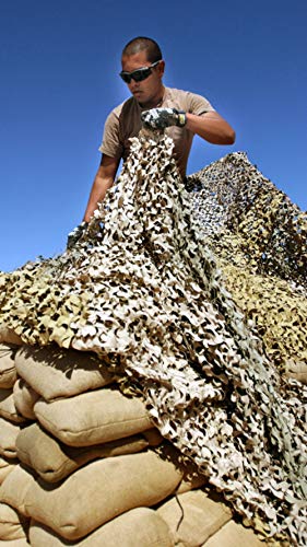 CamoSystems Reinforced Camouflage Netting | 3D Camo Nets, Waterproof & UV Protection, Silent Rip-Stop Fabric - color: Desert - Light Tan/Tan, size: Bulk Roll, 9'10" x 33 Yd L