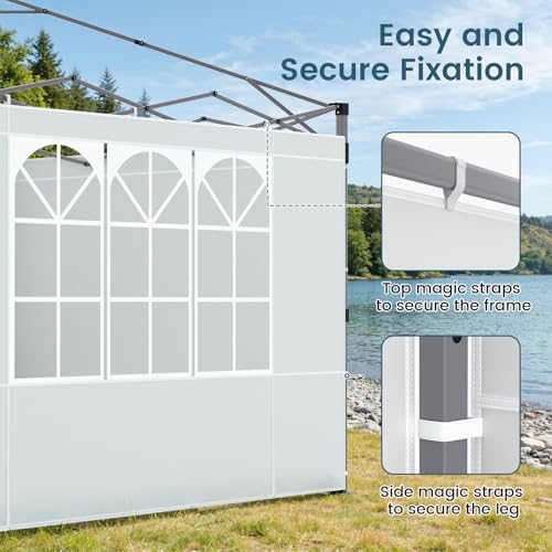 Raynesys Sidewall for 10x10 Canopy Tent, Waterproof Silver-Coated Fabric, UPF 50+ UV Protection, 3 Pack Canopy Wall 114''x72'', No Frame or Top Cover, White - color: White