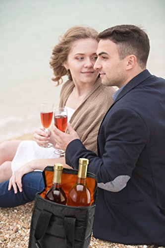 Handy Laundry Wine Carrier Tote Bag - 2 Bottle Pockets - Attractive wine bag with thick external padding, zipper and easy to carry handles. Perfect for travel, picnics or a day at the beach.
