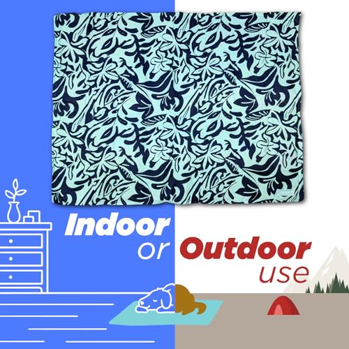 Coleman Medium Navy Botanical Pattern Reversible Cooling Mat – 24” x 30” - color: Navy