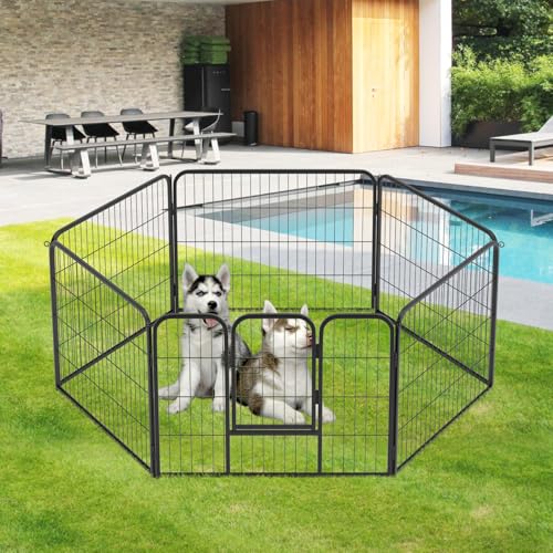 FDW Dog Playpen Dog Pen Dog Kennel 6 Panels 24 Inch Height Indoor Outdoor Folding Metal Portable Puppy Exercise Pen Heavy Duty Dog Fence for Yard Camping,Black - style: 6 Panels