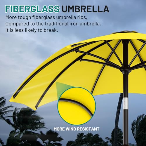AreShark 10 FT Outdoor Patio Umbrella, Patio Table Umbrella with Push Button Tilt and Crank, Outdoor Patio Umbrellas with 8 Fiberglass Ribs, Patio Umbrellas for Market, Garden, Pool (Yellow) - color: Yellow
