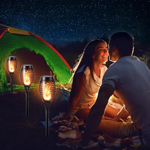 Toodour Solar Torch Flame Lights, 12 Pack Solar Lights Outdoor with Flickering Flame, Waterproof Patio Light Landscape Decoration Lighting for Garden, Lawn, Yard, Outdoor Decorations - color: Warm White, size: 12 Pack