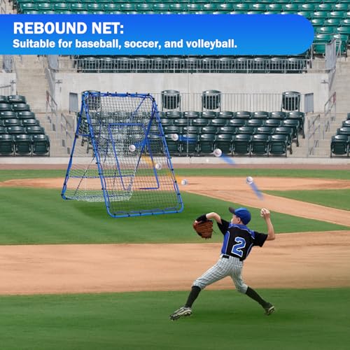 Volleyball Baseball Rebounder Net, Softball Rebounder Pitchback Net Quick Adjustments, Quick Adjustments Lacrosse Bounce Back Practice Equipment, Ideal for Outdoor Indoor and Backyard Training - size: 6FTx4FT, style: Three Mode Baseball Net