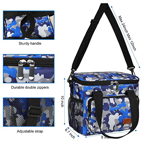 Femuar Lunch Bags for Women/Men, Insulated Lunch Bag for Work Office - Lunch Cooler Bag Leakproof Lunch Box with Adjustable Shoulder Strap - Blue Camouflage - color: Blue Camouflage, size: Medium Size