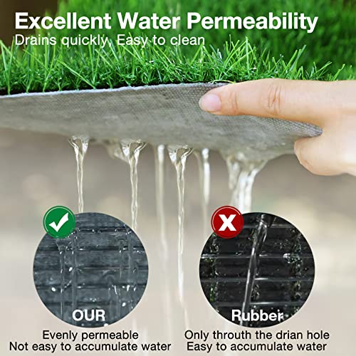 GLOBREEN Soft Artificial Grass Outdoor Rug - Realistic & Machine Washable & Pet Friendly Fake Grass Pad for Dogs Potty - 36 x 24 Inch Indoor Turf Mat High Drainage
