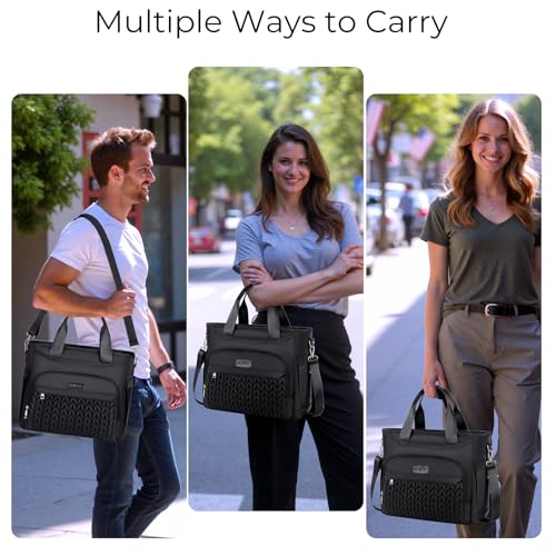 AIJIEKE Extra Large Lunch Bag for Women & Men, Insulated Leakproof Lunch Box for Work, Reusable Adult Lunch Tote with Shoulder Strap, Multi-Pocket Cooler Bag for Office, Picnic, Beach, Black - color: A.Black
