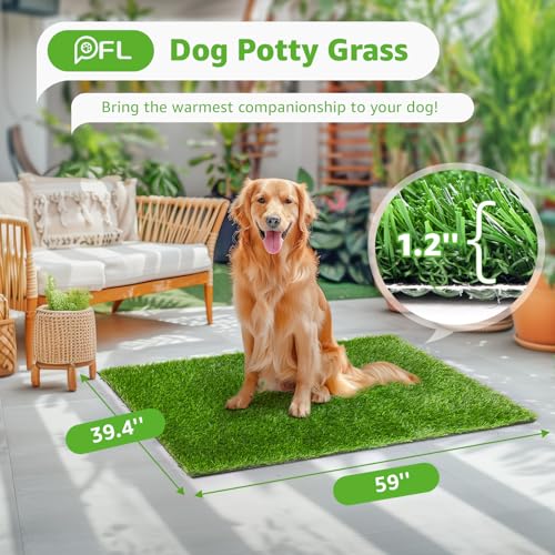 Artificial Grass Pad 59"x 39.4" 1 Pack, Washable Dog Grass Pee Pads Indoor Outdoor Potty Training Replacement Turf Mat for Puppy, Reusable Realistic Fake Grass Patch for Dogs - size: 59"x39.4"