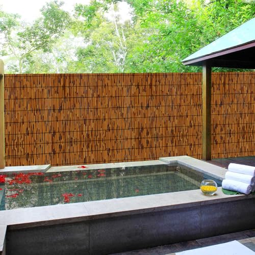 Natural Reed Fencing 4FT X 19.6FT Reed Fence 4FT High Balcony Reed Fence Privacy Reed Screen for Outdoor Backyard Patio(Brown) - size: 1 Pack 4FT×19.6FT