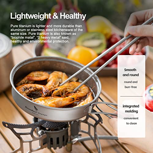 Boundless Voyage Outdoor Titanium Pot with Pan Set with Collapsible Folding Handle for Outdoor Camping Cooking Hiking Backpacking Portable Cookware - color: 1000ml+500ml