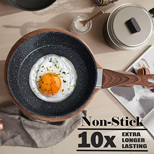 Kitchen Academy Induction Cookware Sets - 12 Piece Cooking Pan Set, Granite Black Nonstick Pots and Pans Set - color: Black, size: 12 PCS Cookware Set