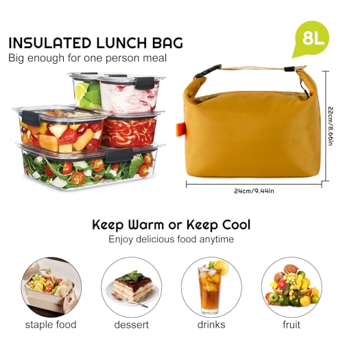 YUDANSI Fashion Lunch Bags for Men Women- Reusable Insulated Leakproof Lunch Box Tote Bag, Cool Bags for Adults,Thermal Cooler Bag for Work Picnic Travel -8L (Yellow) - color: Yellow