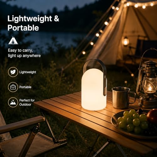 TRIROCKS Battery Operated Portable Lamp Cordless Dimmable Table Light Night Light with 4000mAh Battery and Remote Control for Bedroom Outdoor Indoor Home Decor Camping