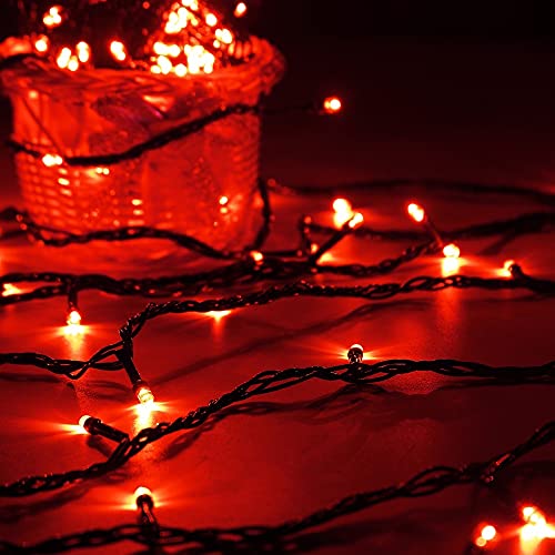 2-Pack Connectable Christmas Lights Outdoor, Total 164FT 400LED Christmas String Lights Waterproof with 8 Modes & Timer, Green Wire Twinkle Lights for Xmas Tree Decorations Outdoor Indoor, Red - color: Red