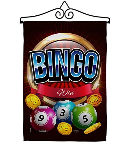 Breeze Decor Bingo Win Garden Flag Set Wall Hanger Interests Game Bunco Night Dice Poker Hobbies Leisure Activity Small Decorative Gift Yard House Banner Double-Sided Made in USA 13 X 18.5 - size: Garden Flag Set 13"x 18.5" w/ Wall Hanger