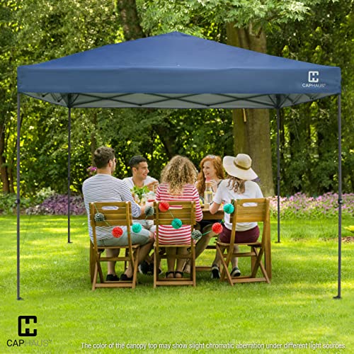 Fencer Wire 10ft x 10ft Pop Up Canopy Tent, Heavy-Duty Commercial Grade with Patented One-Push Central Locking, Portable and Instant Folding Shelter with Wheeled Carry Bag and Weight Bags, Blue - color: Blue, style: 10x10