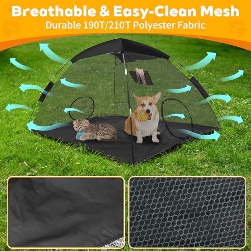 GEERTOP Portable Pet Tent for Cats Outdoor Camping Playpen Sunshade Cat Enclosures for Indoor Kittens Rabbits Guinea Pigs Small Animals Mesh House