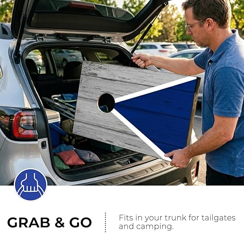Portable Cornhole Board Set - Premium MDF Wood Corn Hole Game with 8 Regulation Bean Bags, for Backyard, Camping, and Outdoor Tailgating - Choose 3x2' Tailgate or 4x2' Regulation Size - style: 3' x 2' Pyramid