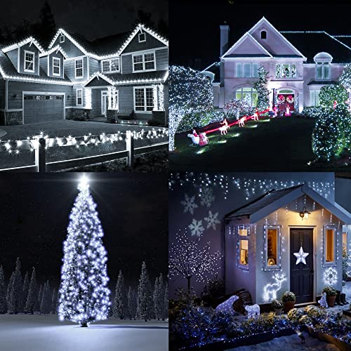 TW SHINE 2 Pack Solar String Lights Outdoor, Total 80 FT 240 LED Solar Powered Waterproof White Fairy Lights 8 Modes for Outside Christmas Party Tree Wedding Yard Decorations - color: White, size: 2 Pack
