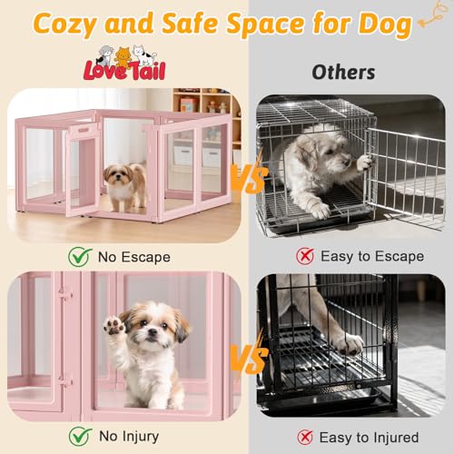DIY Clear Acrylic Dog Playpen House,Quick Easy Assembly and Disassembly,Strong Floor Suction,Indoor and Outdoor Use,Easy Cleansing Puppy Fence (Skin Pink, 23.6" H, 8PCS) - color: Skin Pink, size: 23.6"H