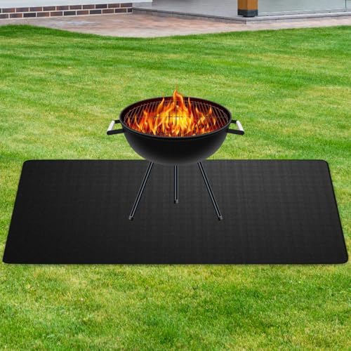 Under Grill Mat for Outdoor Grill,BBQ Mat,Indoor Fireplace Mat,Large Fireproof Deck for Patios Protecting Deck and Lawn, L - size: Large