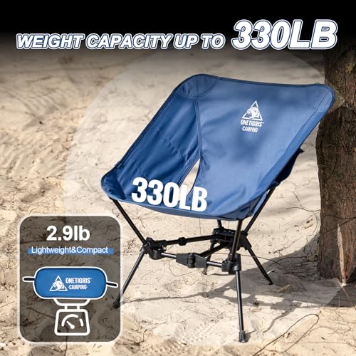 ONETIGRIS Tigerblade Camping Chair, Lightweight Folding Backpacking Hiking Chair, Compact Portable 330 lbs Capacity - color: Blue