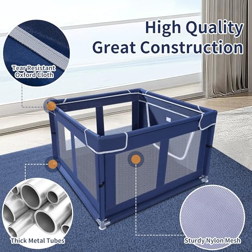 Puppy Playpen Indoor for Dog Small Pets, Dog Playpen 42x42 x25 inch, Dog Play Pen Indoors with Gate, Oxford Fabric Pet Exercise pens for Puppy, Anti-Tipping Dog Enclosure with Zipper Door - style: 42 Inch w/o top