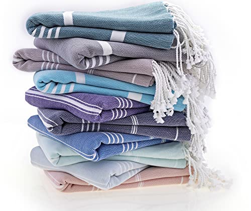 Beach Towel 100% Cotton Turkish Beach Towel Adult 38x70 Inch Pre-washed Absorbent Extra Large|Sand Free Quick Dry BathTowels|Lightweight Blanket|Travel Cruise Camping Spa Gym Yoga Sports Towel|Bark - color: Beige