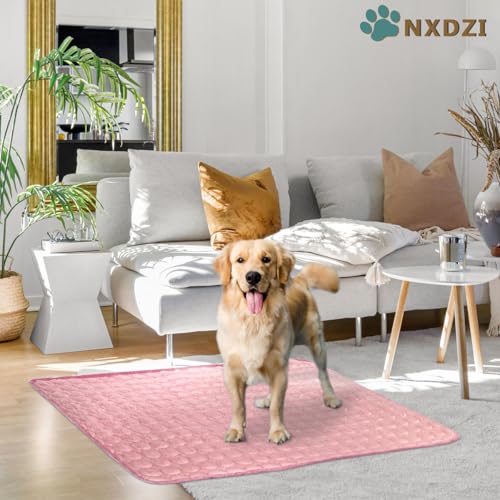 Dog Cooling Mat for Dogs, 59 x 40 Inch Washable Pet Pad, Soft Breathable Dog Bed Mat for Large Dogs, Lightweight Summer Blanket for Crate, Sofa, Floor, Car Seat, Indoor and Travel Use, Pink - color: B-Pink-1 Pc, size: 59 in x 40 in