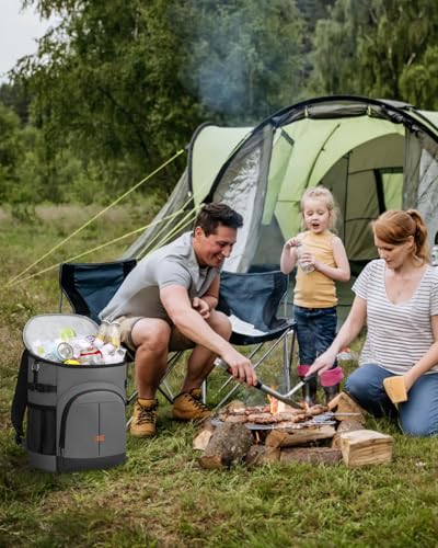 Pritent Cooler Backpack for Men Women Insulated Waterproof Backpack Cooler Leak Proof Cooler Bag Lightweight Lunch Backpack for Camping Beach Travel Picnic - color: Gray, size: 30 Cans