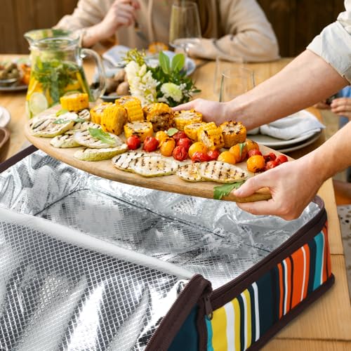 MIER Insulated Casserole Carrier for Hot or Cold Food Thermal Food Carrier Bag for Lasagna Potluck Parties Picnic Cookouts, Fits 9"x13" Baking Dish/Foil Pan, Blue - color: Blue, size: 16 x 10 x 4 inches