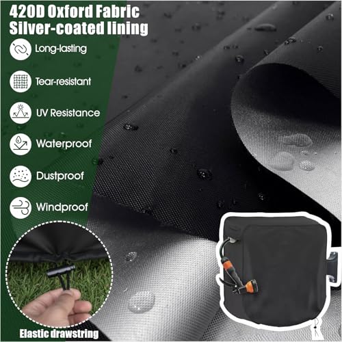 Garden Hose Reel Cover, Heavy Duty 420D Waterproof UV-Resistant Oxford Outdoor Protector for Wall-Mounted Hose Reels, Weatherproof Dustproof Snowproof, Secure Drawstring Closure (Square) - style: Square