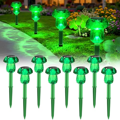 Mancra 8 Pack Solar Garden Lights Outdoor, Green LED Mushroom Solar Pathway Lights Waterproof Dusk to Dawn Solar Lights for Yard Walkway Garden Decor - color: Green