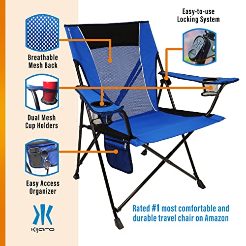 Kijaro Dual Lock Folding Camp Chairs - Versatile for Sports, Outdoors & Lawns - Locks Positions - Maldives Blue - color: Maldives Blue