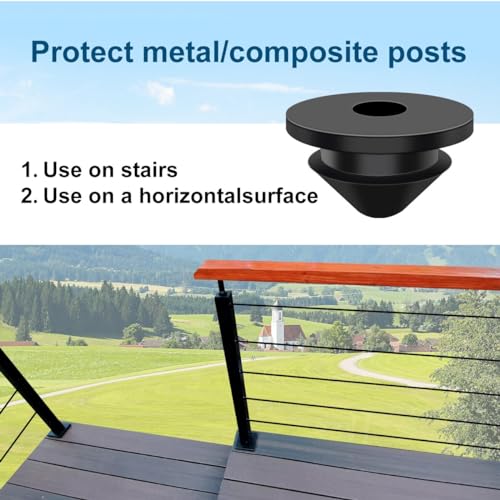 300Pack Cable Railing Rubber Grommets,Black 1/8" Cable Railing Kit Protector Sleeve Grommet for 1/8" 5/32" 3/16" Wire Rope, Cable Railing Kit for Indoor Outdoor Metal Posts