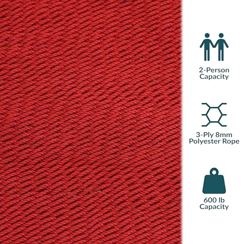 Sunnydaze Soft-Spun Polyester Rope Double Hammock for Outside - 600-Pound Weight Capacity Extra Large Hammock - Red - color: Red