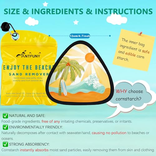 Antfuny 2 Packs Triangle Sand Remover for Beach Sandproof Cleaner Eraser Essential Wipe Off Mitt Game Toy Cruise Ship Accessories Summer Vacation Must Have Travel Honeymoon Gift for Family Towel - color: 2pcs Sunbeam Yellow